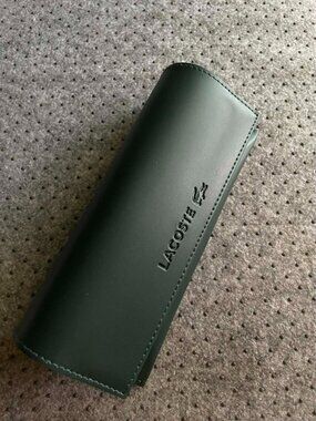 Lacoste Eyeglasses CASE Dark Green Logo Snap Closure Protective Case 7.5'' long